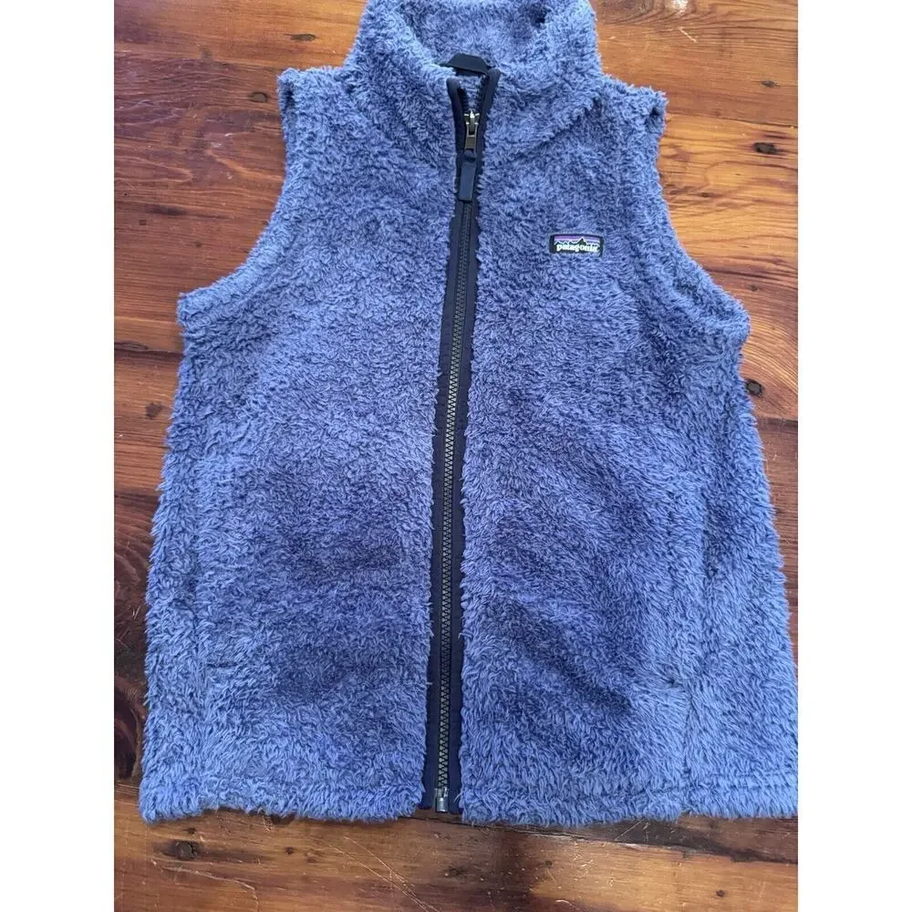 Patagonia Girls Los Gatos Sherpa Vest Jacket L (12) Smolder Blue